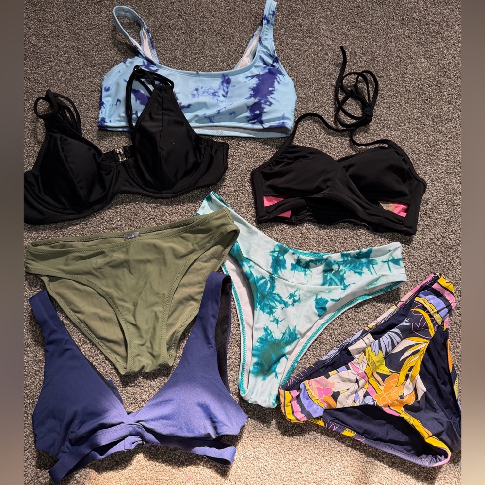 Stylish Women's Swimwear Set - Black, Green, Blue